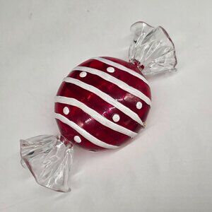 Red & White Striped Acrylic Candy Container Figurine Decorative Piece
